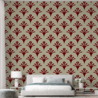 Motif Art Déco 02 - Rouge de minuit sur blanc cass