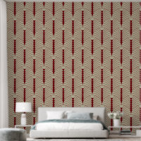 Motif Art Déco 03 - Rouge de minuit sur blanc cass
