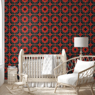 Papier Peint Motif Art déco en rouge et noir