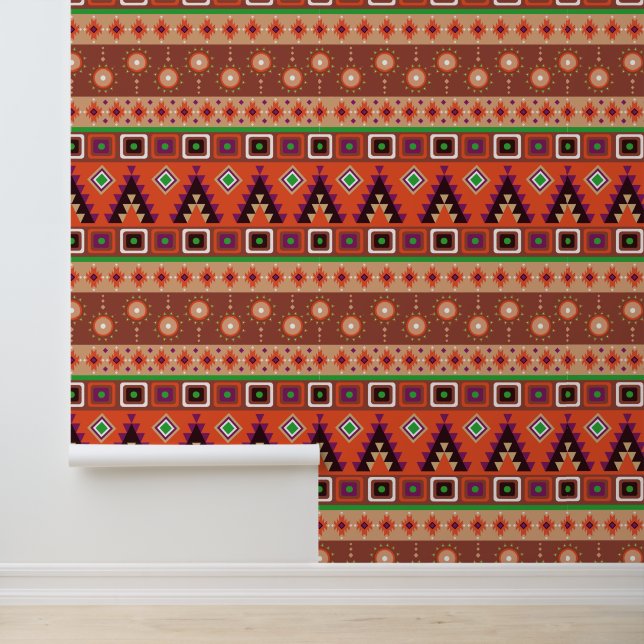 Papier Peint motif Aztec cool carrelé (Application)