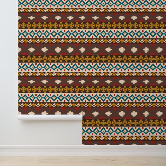 Papier Peint motif Aztec cool carrelé (Application)