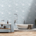Papier peint motif blanc et bleu gris<br><div class="desc">Carreaux de fleurs vintage blanc motif avec un arrière - plan personnalisable gris bleu.</div>