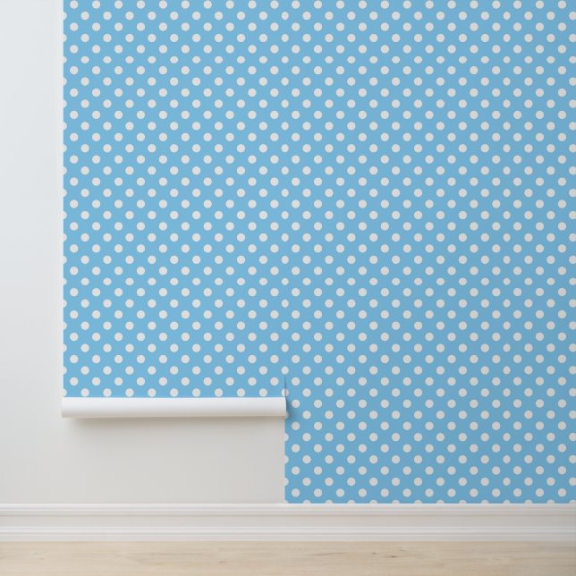Papier Peint motif bleu avec pois blanc (Application)