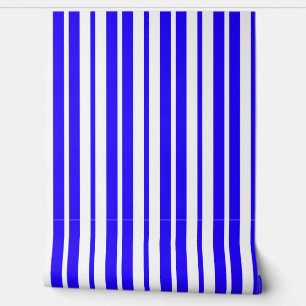 Papier Peint Motif Bleu Blanc Vertical Grilles