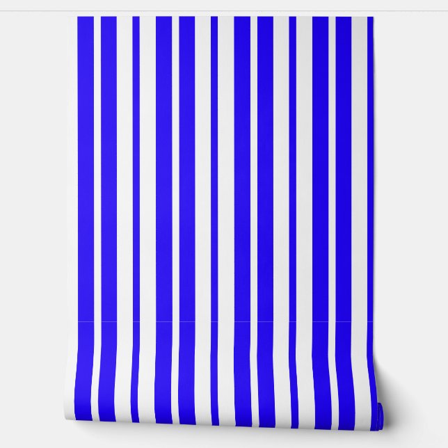 Papier Peint Motif Bleu Blanc Vertical Grilles (Déroulement)