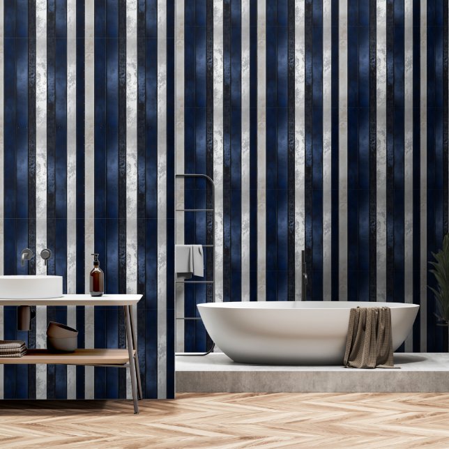 Papier Peint Motif bleu de la marine (Salle de bain)