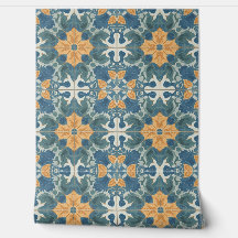 Motif bleu et or méditerranéen