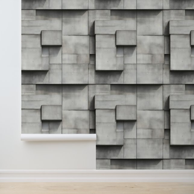 Papier Peint Motif Blocs en béton (Application)