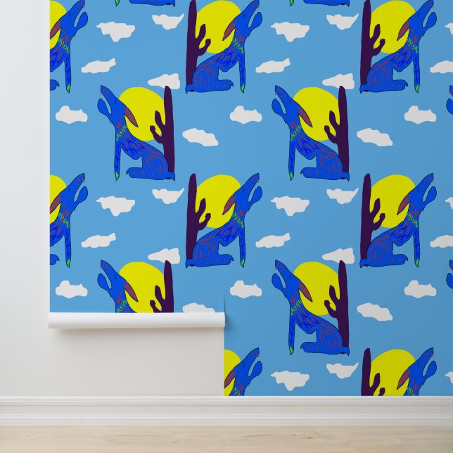 Papier Peint Motif Blue Coyote (Application)