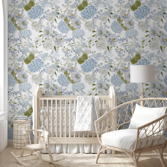 Papier Peint Motif Blue Hydrangea (Enfants)