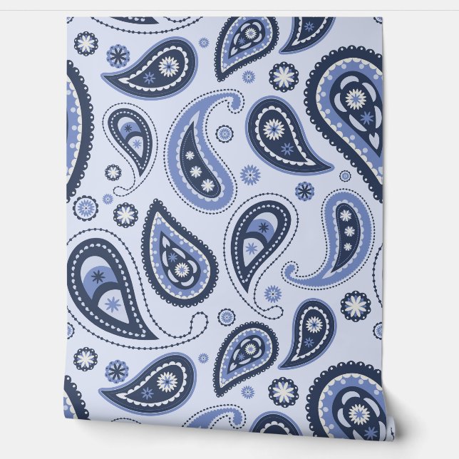 Papier Peint Motif Blue Paisley (Déroulement)