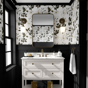 Papier Peint Motif botanique blanc Magnolia Floral