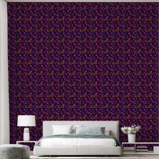 Papier Peint Motif botanique sans couture avec branche de fruit (Chambre à coucher)