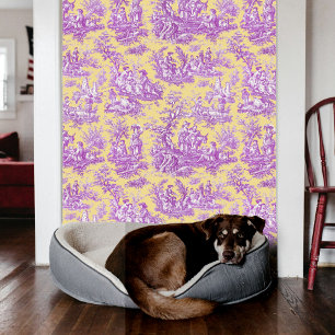 Papier Peint Motif botanique toile jaune violet vintage
