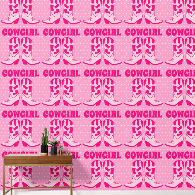 Papier Peint Motif Bottes pour fille rose mignonne (Couloir)