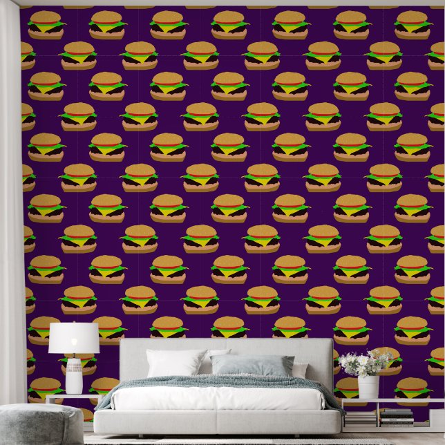 Papier Peint Motif Burger (Chambre à coucher)