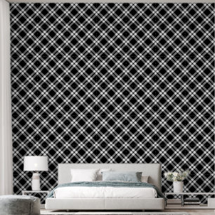 Papier Peint motif carrelé blanc noir cool