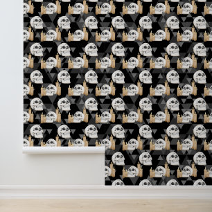 Papier Peint motif carrelé de crânes d'Halloween éffrayants