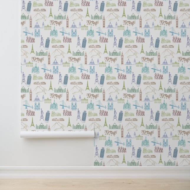 Papier Peint Motif célèbre de monuments (Application)