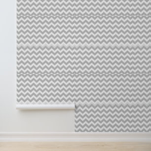 Papier Peint Motif chevron gris et blanc
