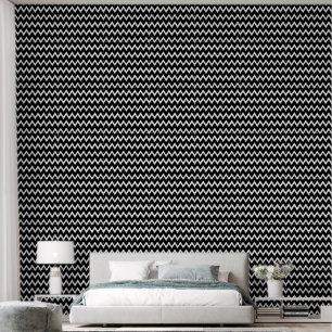Papier Peint Motif Chevron noir et blanc tendance
