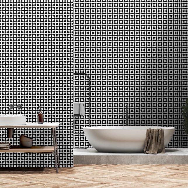Papier Peint Motif Chevron Noir et Blanc Texturé Gras (Salle de bain)