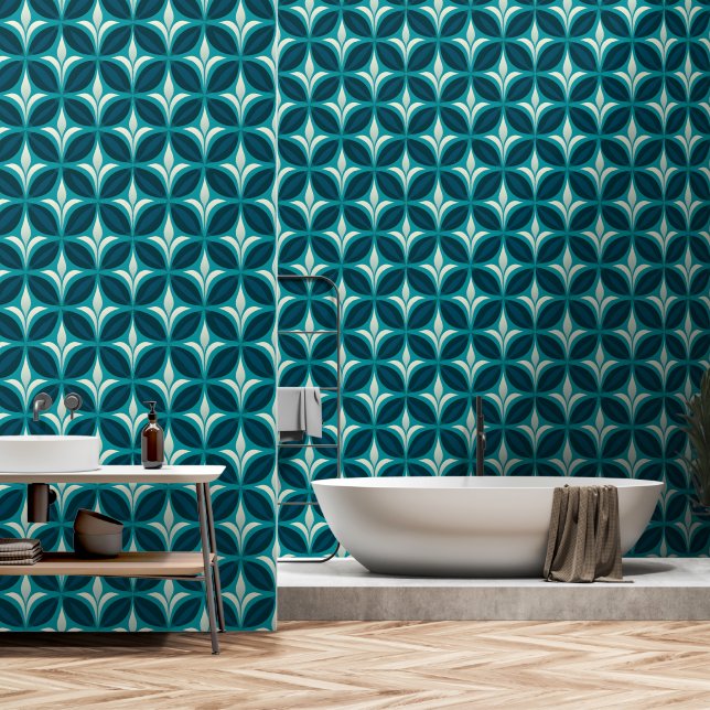 Papier Peint Motif circulaire vert abstrait (Salle de bain)