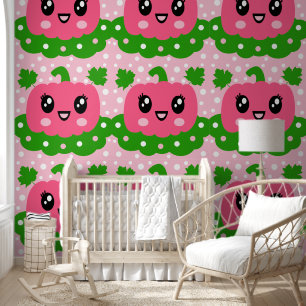 Papier Peint Motif Citrouille rose pour enfants