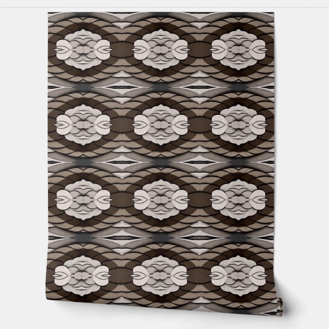 Papier Peint Motif classique de couleur marron et blanc tendanc (Déroulement)