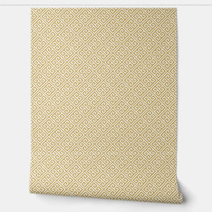 Papier Peint Motif clé gris jaune et blanc moutarde