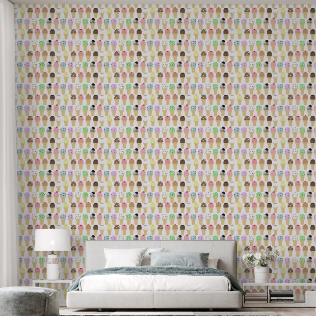 Papier Peint Motif Cône de Glace (Chambre à coucher)