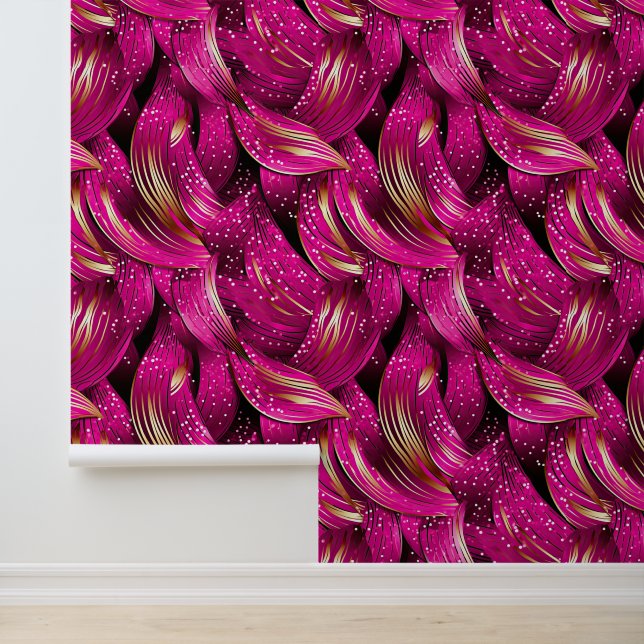 Papier Peint motif cool carrelé rose (Application)