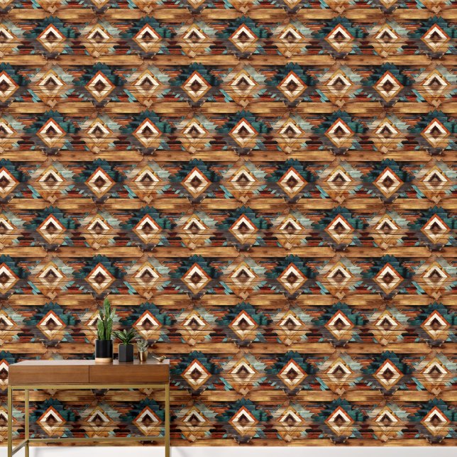Papier Peint motif cool en faux bois (Couloir)