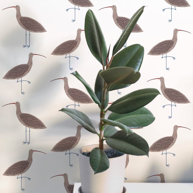 Papier Peint Motif côtier de la barge (Curlew coastal bird art peel and stick wallpaper)