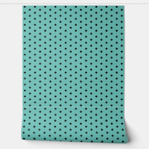 Papier Peint Motif croisé élégant sur Blue Hosta, Pastel Turquo