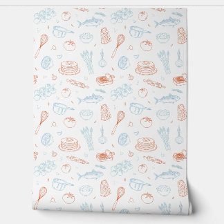 Papier peint motif culinaire de cuisine méditerran