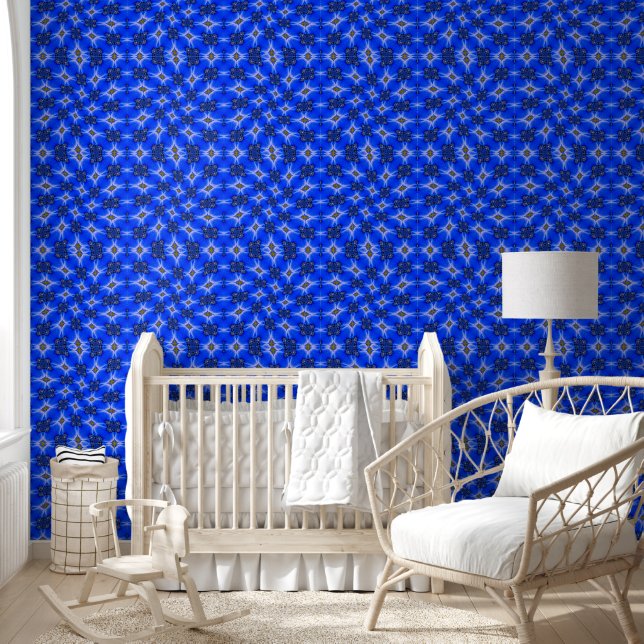 Papier Peint Motif d'anémone du Jardin bleu (Enfants)