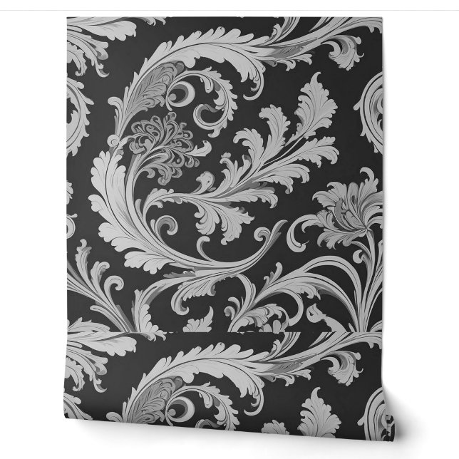 Papier Peint Motif d'antiquités Monochrome Fleur (Déroulement)