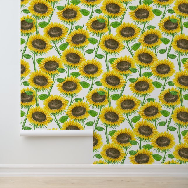 Papier Peint Motif d'aquarelle des tournesols (Application)