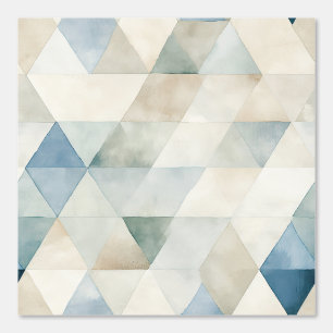 Papier Peint Motif d'aquarelle géométrique bleu crème triangle