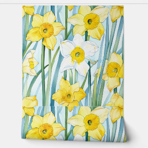 Papier Peint Motif d'aquarelle Narcisse en jaune