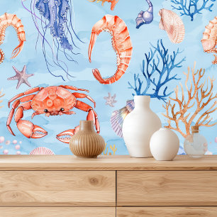 Papier Peint Motif d'aquarelle nautique : Coral Reef Delties