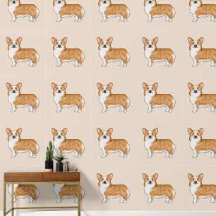 Papier Peint Motif d'art de chien Corgi gallois de Pembroke rou