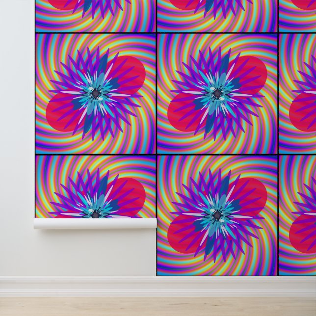 Papier Peint Motif d'art de mandala arc-en-ciel abstrait  (Application)