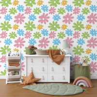 Motif d'art floral rose bleu jaune citron vert