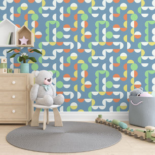 Papier Peint Motif d'art Orange Blue Yellow Mint Green Circles