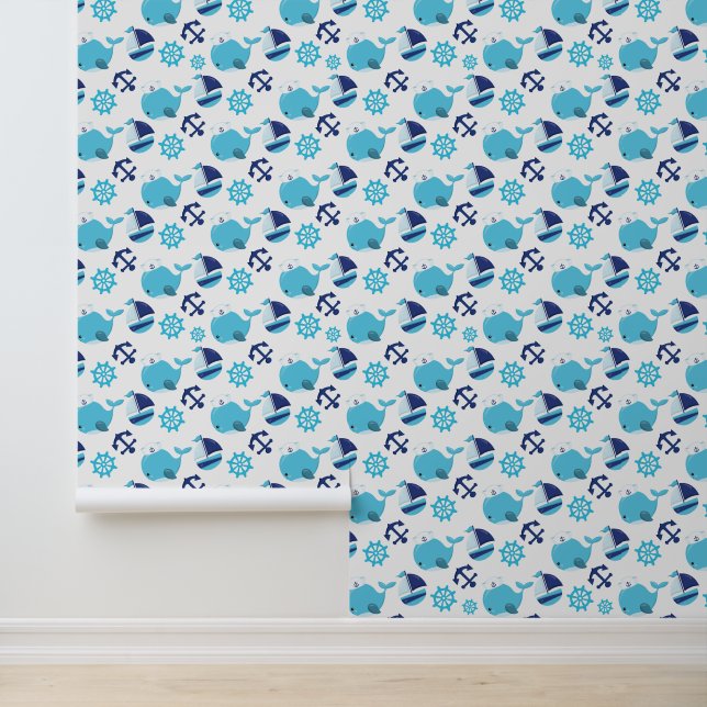 Papier Peint Motif De Baleines, Beaux Baleines, Baleines Bleues (Application)