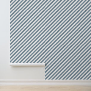 Papier Peint Motif de bandes bleues et blanches diagonales