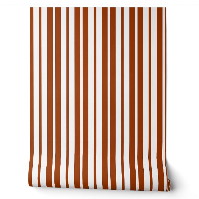 Papier Peint Motif de bandes verticales Brown blanches (Déroulement)