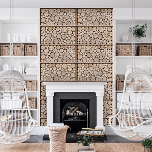 Papier Peint Motif de bâti en bois empilé